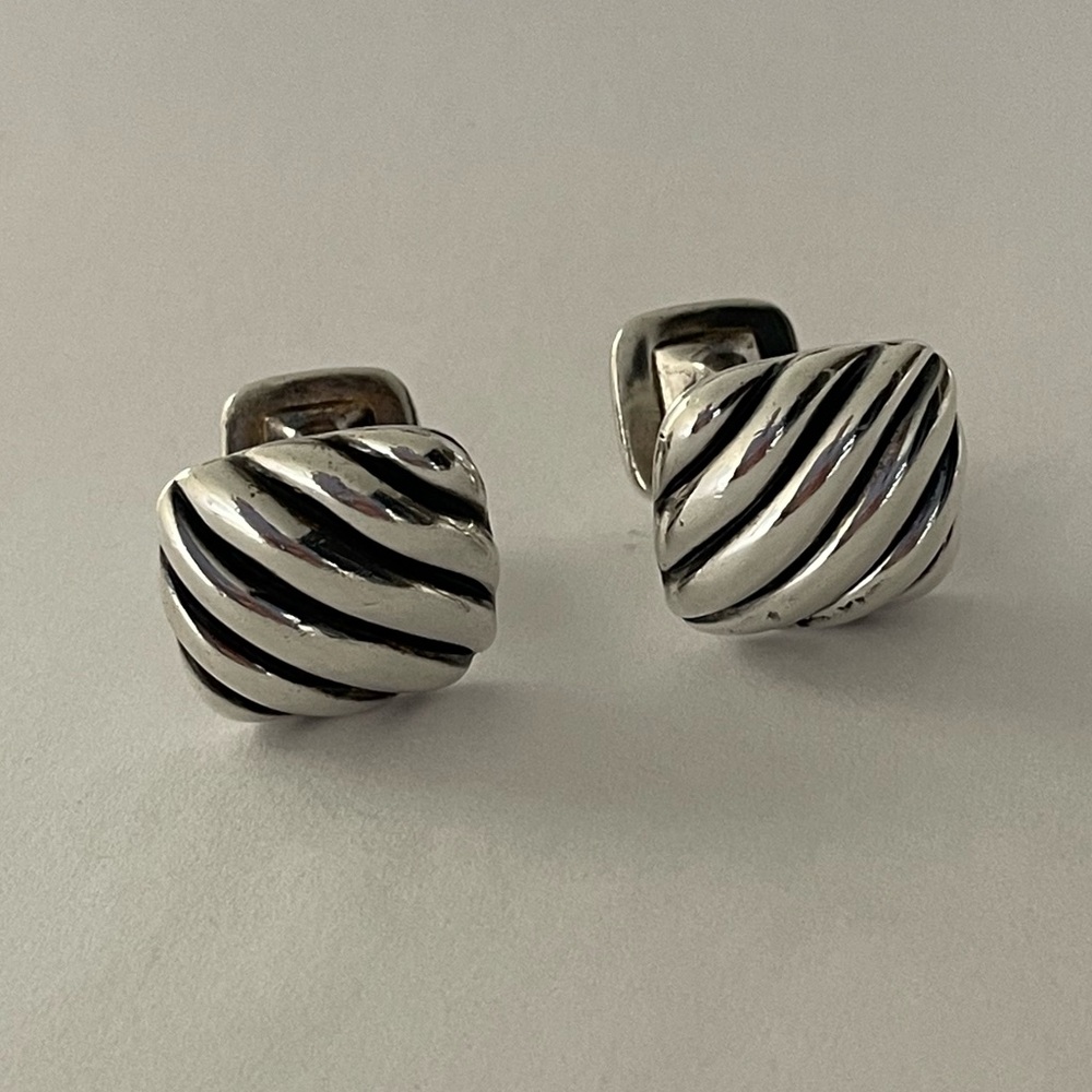 David Yurman Sterling Silver sculpted cable cufflinks